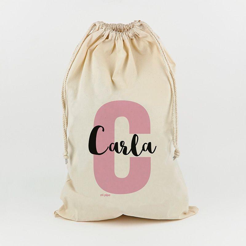 Saco Guarda Juguetes Personalizado Mi Pipo Inicial Rosa - Nanetes #